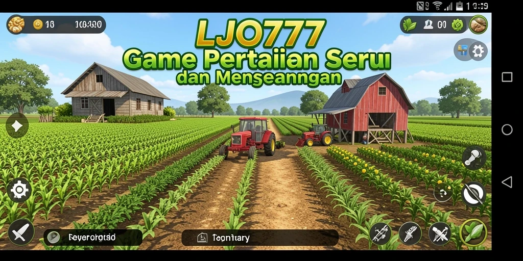 Screenshot gameplay LJO777 menampilkan pertanian yang indah dan aktivitas pertanian.
