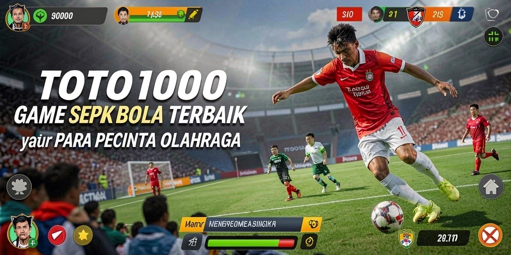 Gameplay TOTO1000 menampilkan pertandingan sepak bola yang intens.